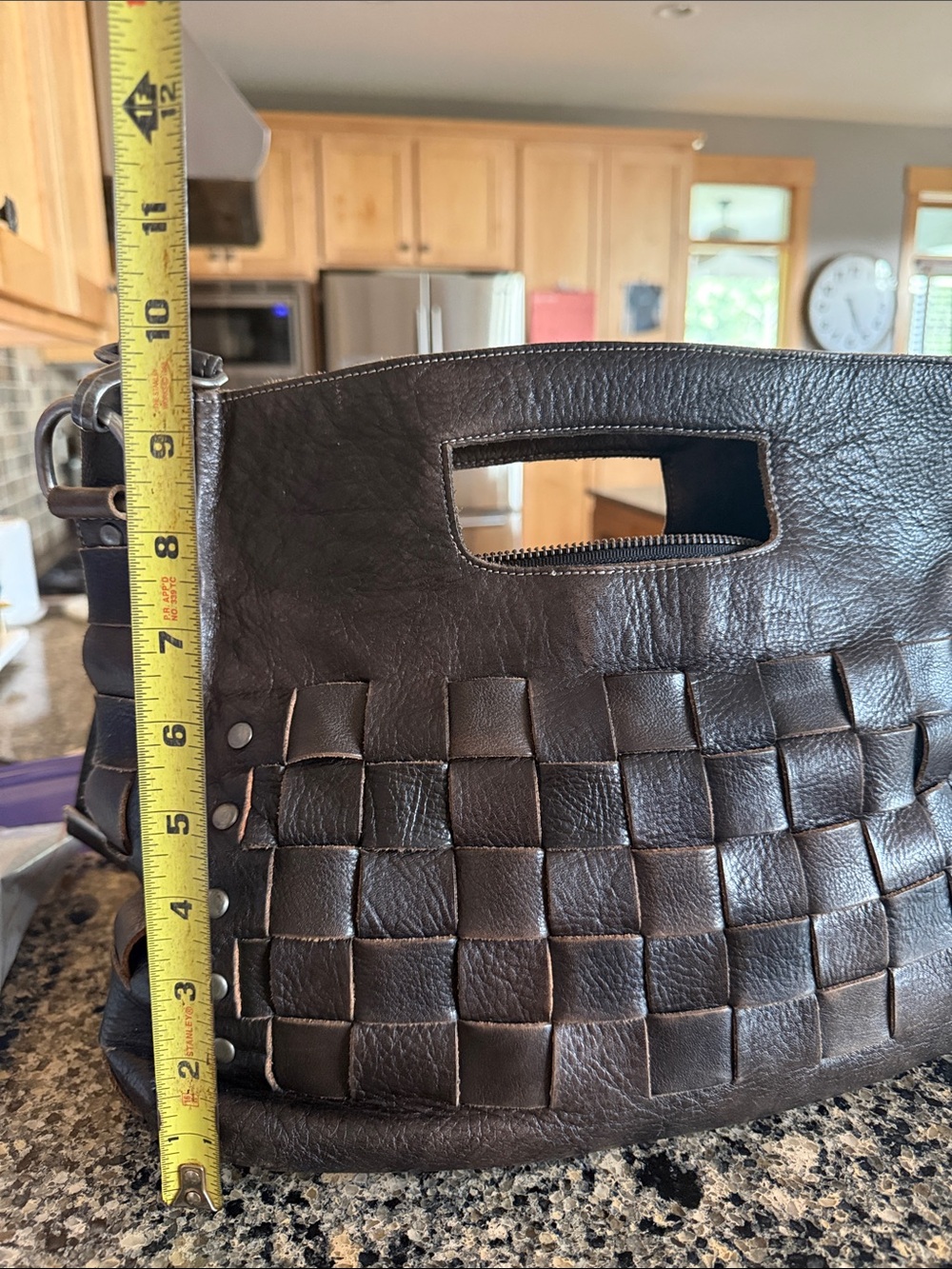 Bed Stu Black Woven Leather Shoulder Bag - Picture 2 of 16